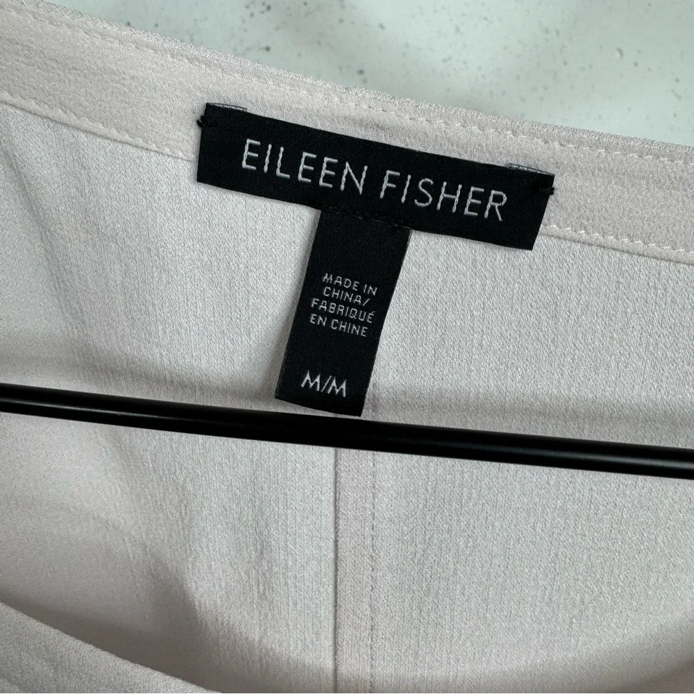 Eileen Fisher Silky Boxy Fit Mesh Arm Panel Crepe Like Top Blouse Medium - Picture 7 of 10